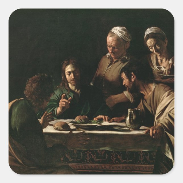 Abendessen im Emmaus, 1606 Quadratischer Aufkleber (Vorderseite)