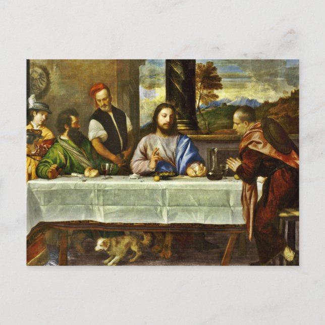 Abendessen im Emmaus mit Freunden Postkarte (Vorderseite)