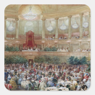 Abendessen im Salle des Spectacles am Quadratischer Aufkleber