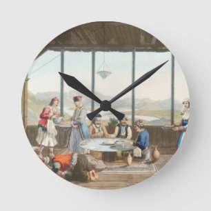 Abendessen in Delphi zu Ehren des Malers von Runde Wanduhr