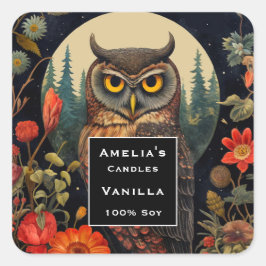 Abendessen mit Vollmond - Candle Business Quadratischer Aufkleber