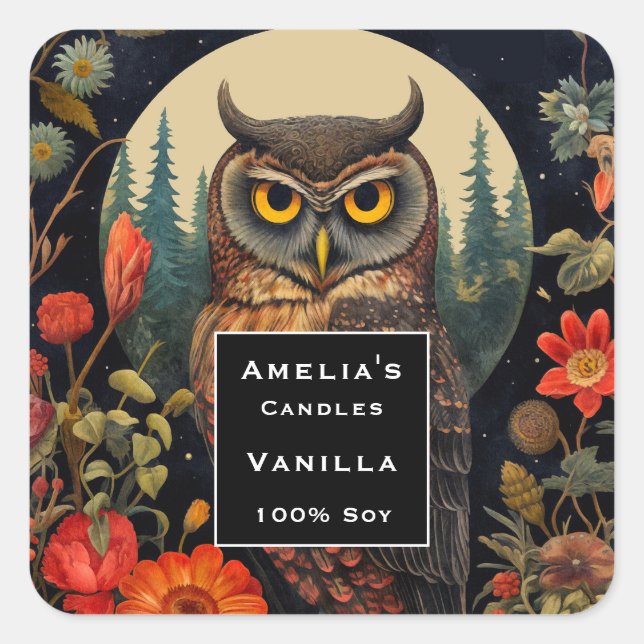 Abendessen mit Vollmond - Candle Business Quadratischer Aufkleber (Vorderseite)