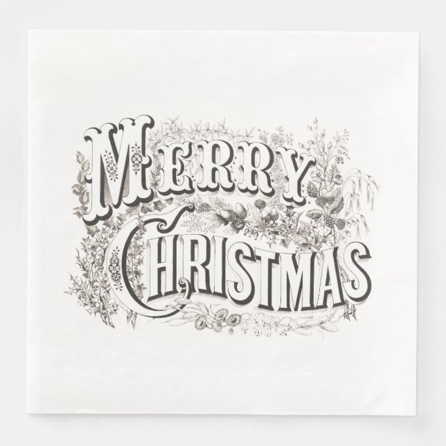 ABENDESSEN NAPKIN MIT VINTAGEM TEXT "NUR CHRISTMAS SERVIETTE (Vorderseite)