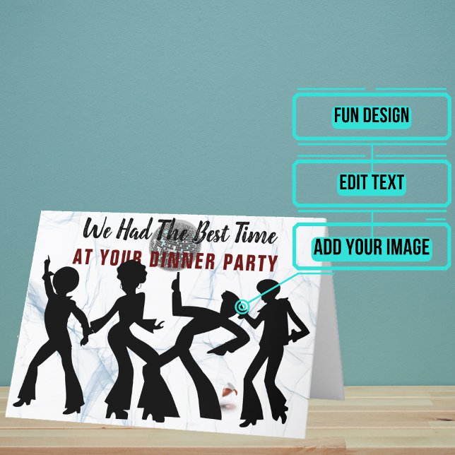 Abendessen Party Disco Dolcefarniente Dankeskarte (Thank someone for a great dinner party with this fun card.)