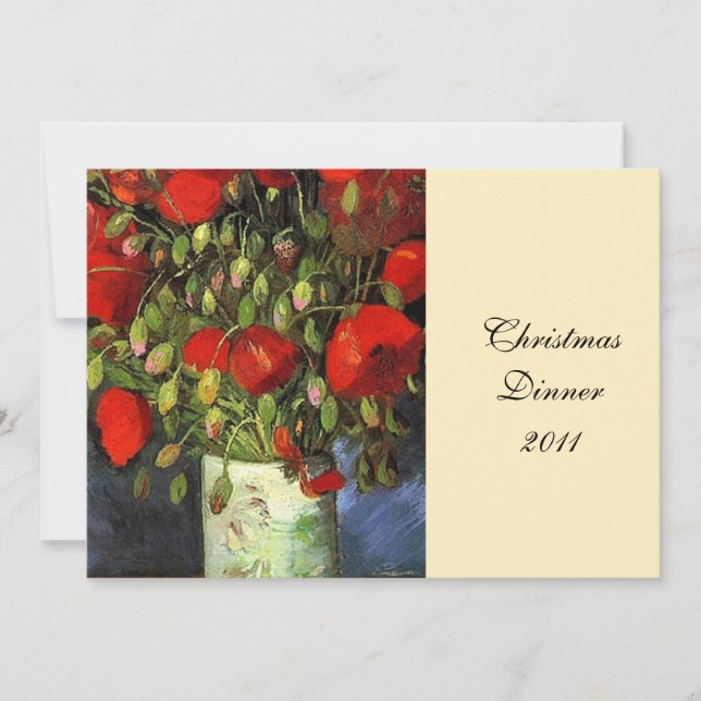 Abendessen Party Einladung. Vase mit roten Poppies Einladung (Vorderseite)