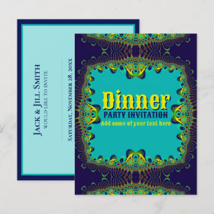 Abendessen Party Vorlage Blaue gelbe Einladung