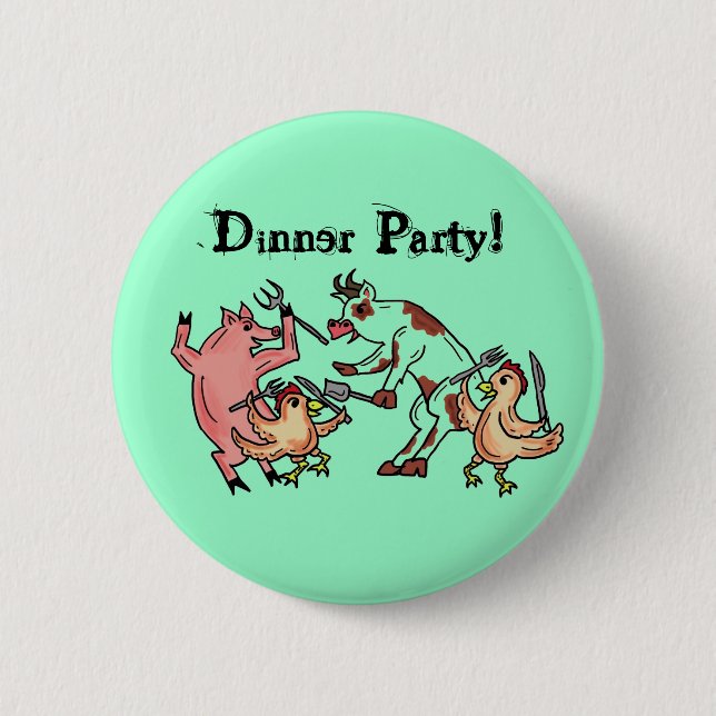 Abendessen-Partytierknopf Button (Vorderseite)
