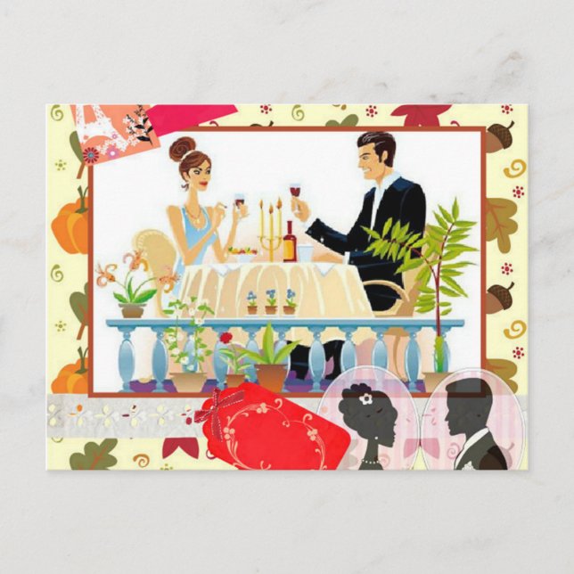 Abendessen Postkarte (Vorderseite)