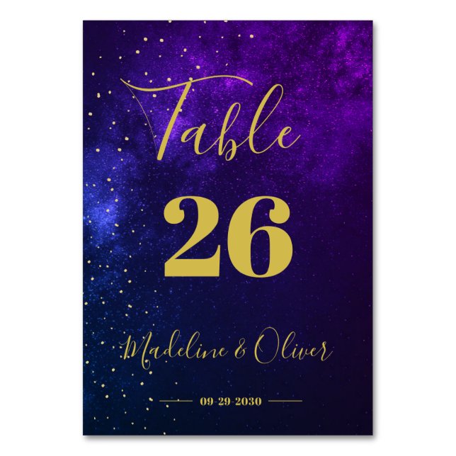 Abendessen Sky Purple Elegant Hochzeitstisch Numme Tischnummer (Vorderseite)