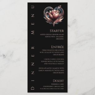Abendessen und Bar Menu-Blush Rose mit Herz Menükarte