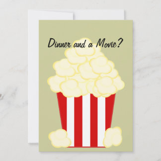 Abendessen und ein Film Hot Buttered Popcorn Einla Einladung