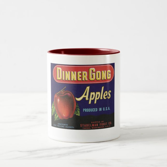 Abendessenklingel-Apfel-Tasse Zweifarbige Tasse (Mittel)