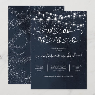 Abendhimmel Lichterkette Wir machen BBQ Einladung