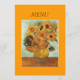 Abendkarte, Vase mit zwölf Sonnenblumen Menükarte