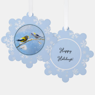 Abendkernbeißer-Malerei - Originale Wildvogel-Kuns Ornament Karte
