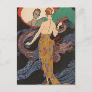 Abendkleid Dogaresse von George Barbier Postkarte