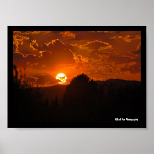 Abendlandschaft bei Sonnenuntergang Poster
