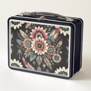 Abendliche Boho-Blüten Metall Brotdose