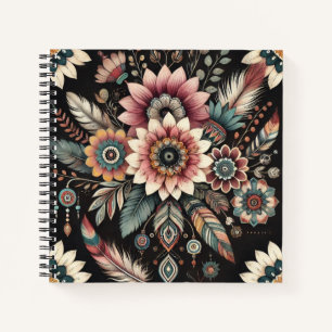 Abendliche Boho-Blüten Notizbuch