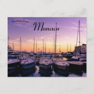 Abendliche Ruhe am Port Hercule Monaco Postkarte
