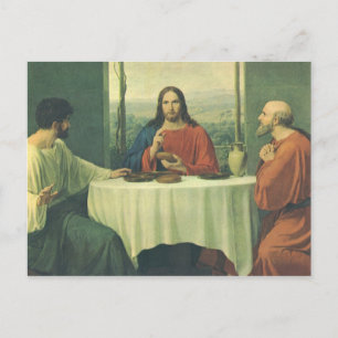 Abendmahl in Emmaus mit Jesus Christus Postkarte