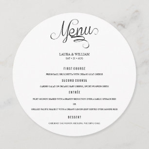 Abendmenü für das Plättchen Menükarte