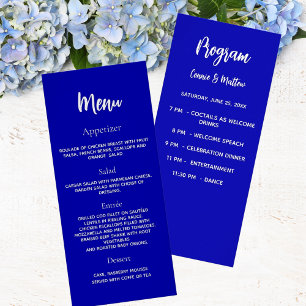 Abendmenü für Hochzeiten royblau Werbekarte
