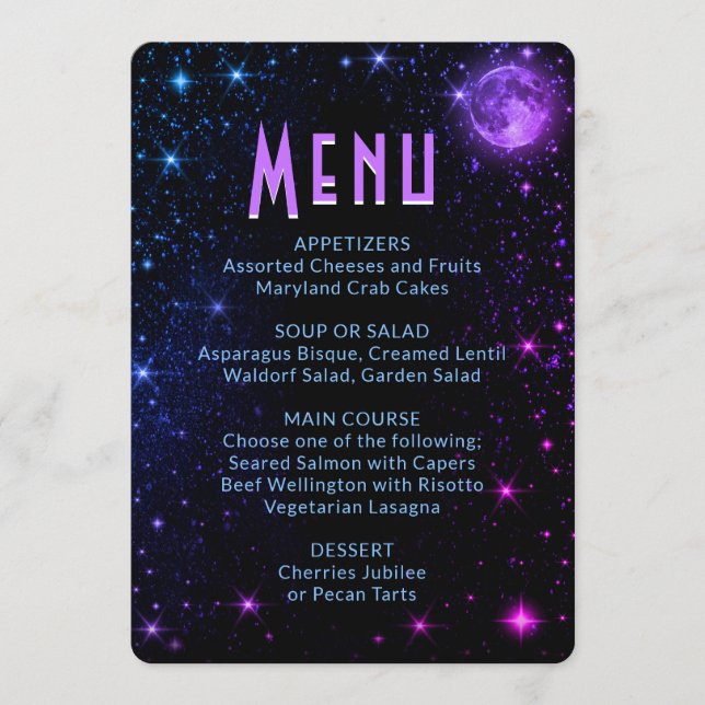 Abendmenü | Galaxy Menükarte (Vorderseite)