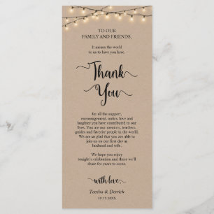 Abendplatz Einstellung Danke, Rustic Kraft Cards Programm