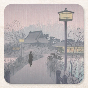 Abendregen auf dem Weg nach Shinobazu in Japan Rechteckiger Pappuntersetzer