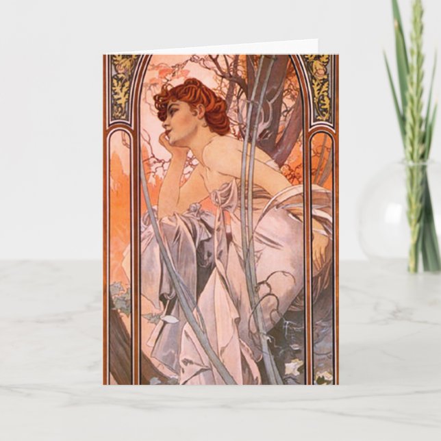Abendreverie-Gruß-Karte Alphonse Mucha Karte (Vorderseite)