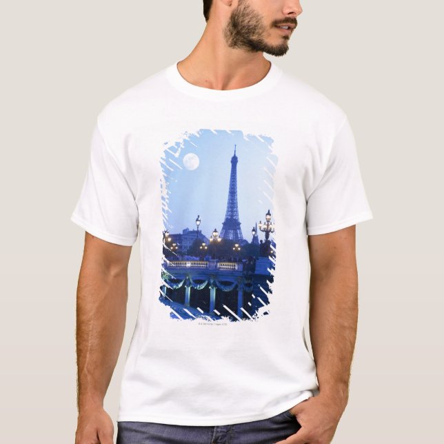 Abends-Ansicht von Eiffel-Turm T-Shirt (Vorderseite)
