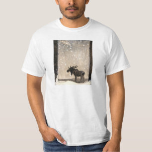 Abends den Elch ins Schnee springen - John Bauer T-Shirt