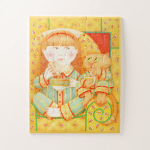 ABENDSCHNACKEN 11"X14" großes Puzzle mit großen Te