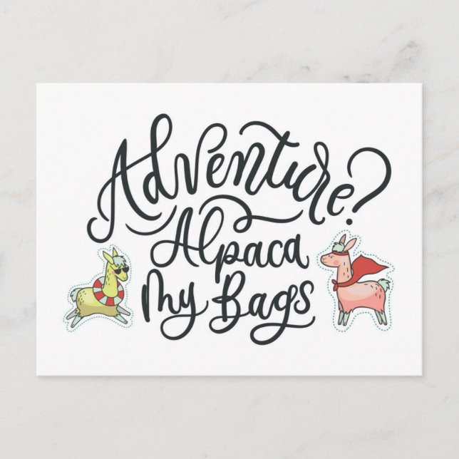 Abenteuer? Alpaca My Bags Postkarte (Vorderseite)