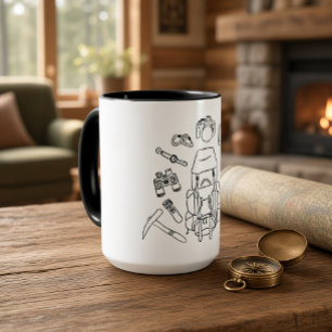 Abenteuer-Ausrüstung Line Art Wandermuffel-Tasse Tasse