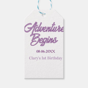 Abenteuer beginnt 1. Geburtstag Name Datum einfach Geschenkanhänger