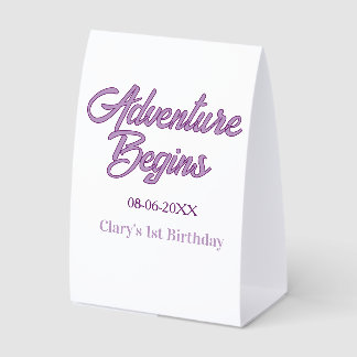 Abenteuer beginnt 1. Geburtstag Name Datum einfach Tischaufsteller