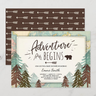 Abenteuer beginnt Baby Shower Einladung Reisekarte