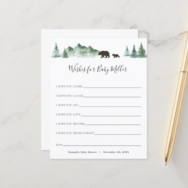 Abenteuer beginnt Bärenwünsche für das Baby (Vorderseite/Rückseite Beispiel)