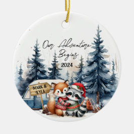 Abenteuer beginnt Erste Weihnachtsfeier Keramik Ornament