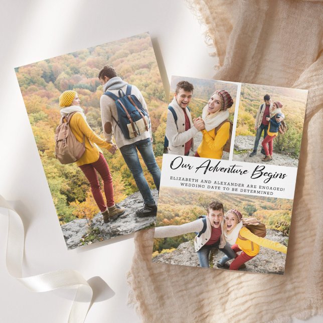 Abenteuer beginnt Foto Verlobung Ankündigung (Von Creator hochgeladen)