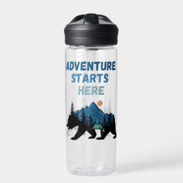Abenteuer beginnt hier Silhouette Camping Trinkflasche