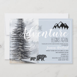 Abenteuer beginnt wieder Woodland Bear Baby Sprink Einladung