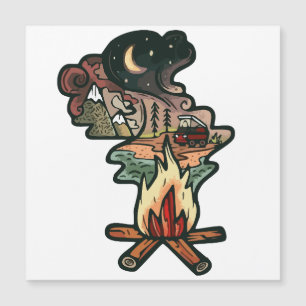 Abenteuer bei Lagerfeuer-Nacht Magnetkarte