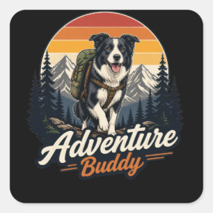 Abenteuer-Buddy-Hund Quadratischer Aufkleber