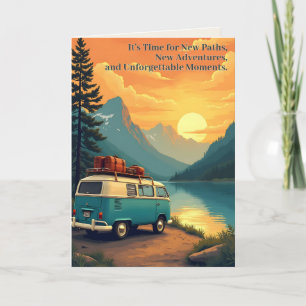 Abenteuer-Camper-Berg-Sonnenuntergangs-Szene im Ru Dankeskarte