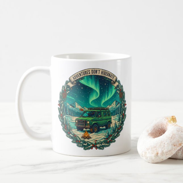 Abenteuer Don't Hibernate Winter Van Art Kaffeetasse (Mit Donut)
