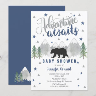 Abenteuer erwartet Baby Shower Invitation Navy Einladung