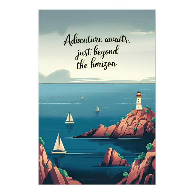 Abenteuer erwartet, direkt außerhalb des Horizonts Fotodruck (Vorne)